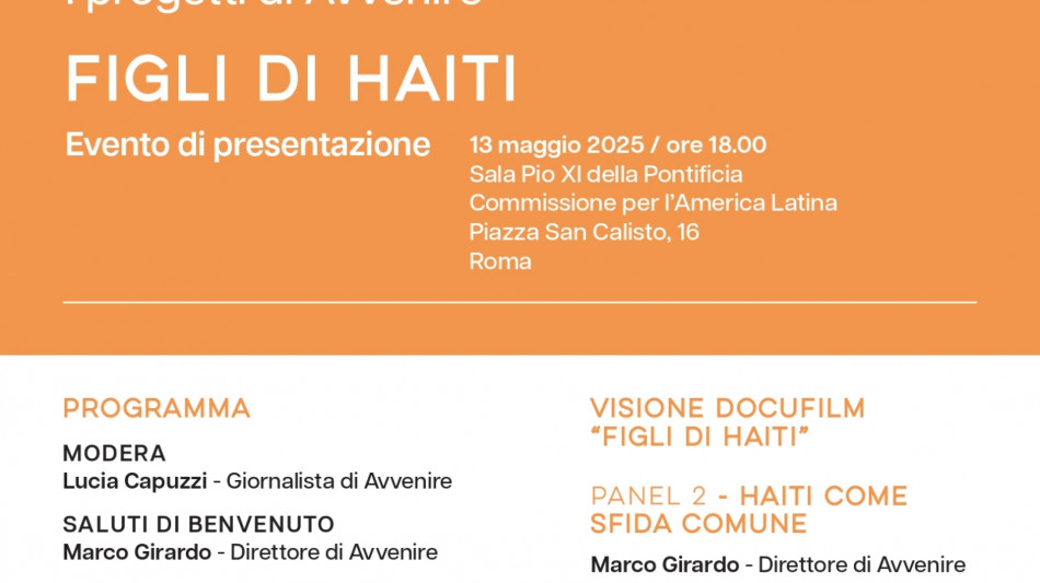 Avvenire ha presentato il progetto e docufilm 'Figli di Haiti'