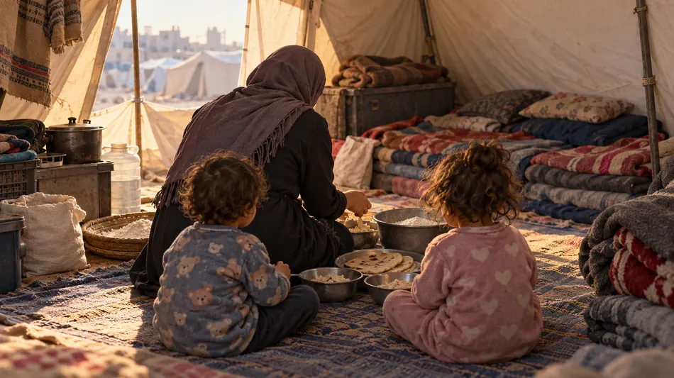 أسرة نازحة في غزة تواجه الجوع والمرض داخل خيمة تفتقر إلى الأساسيات