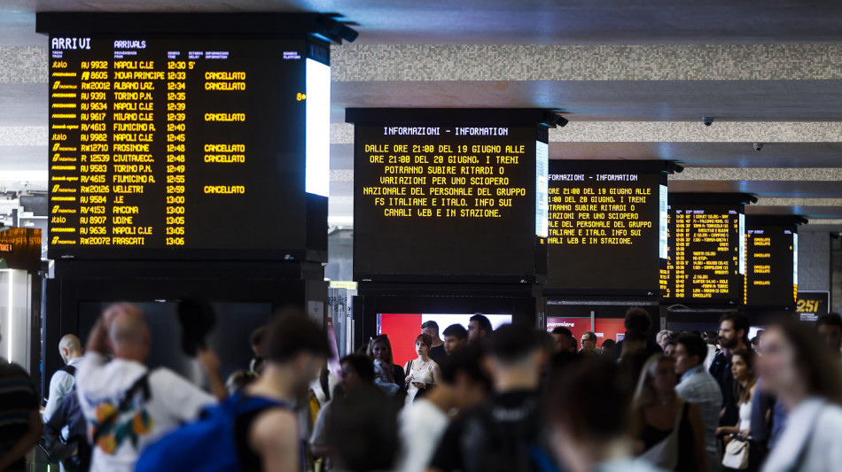 Sciopero treni, a Roma Termini 30 i convogli cancellati